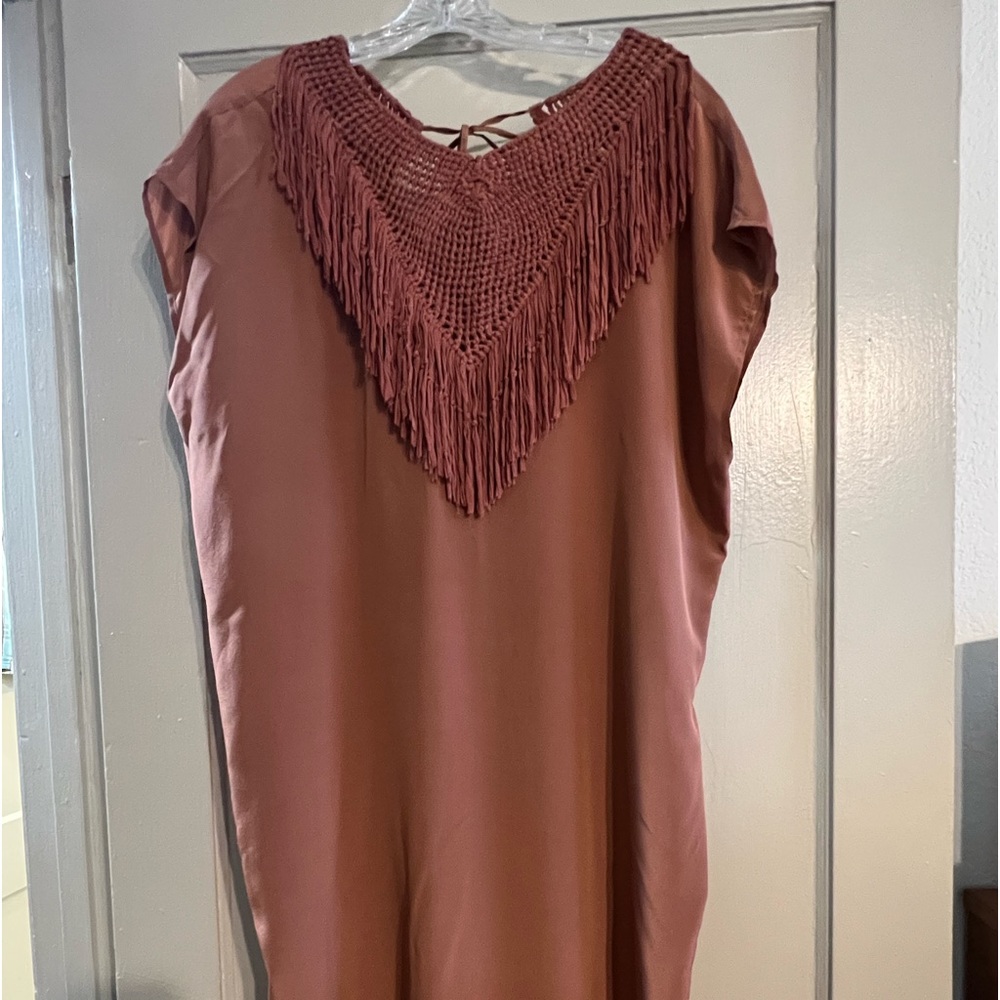 Ulla Johnson Fringe Silk Dress with side slits! Size 10 GREAT condition.